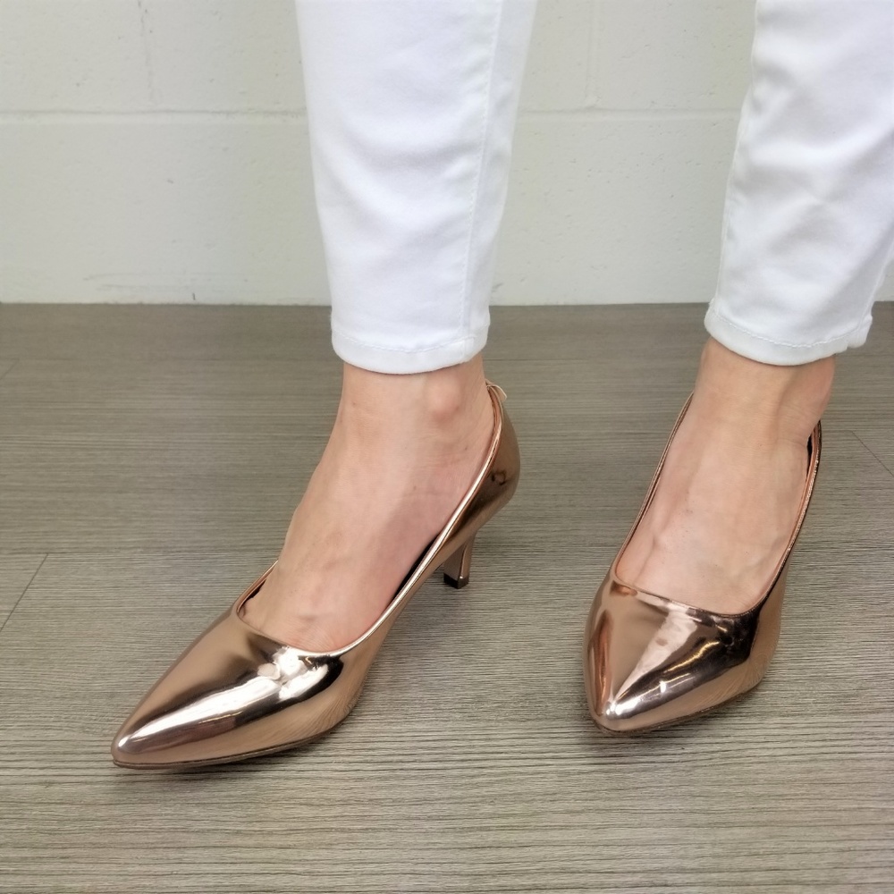 Pointy toe Vintage Style Low Heel Pumps - Picture 6 of 8